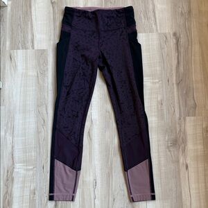 Geometric Patterned Lululemon Leggings in Purple and Black
